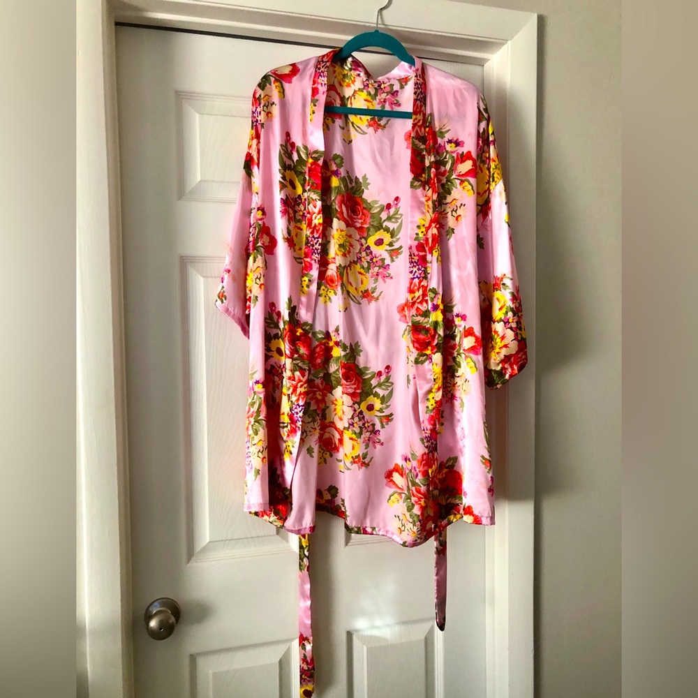 Pink floral robe